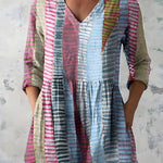 MULTICOLOUR LONG BLOUSE WITH V-NECK 4