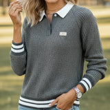 CONTRAST COLLAR SWEATER