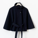 Ivanna Manteau Laine Femme – Col Haut Élégant avec Ceinture Amovible & Coupe Décontractée