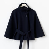 Ivanna Manteau Laine Femme – Col Haut Élégant avec Ceinture Amovible & Coupe Décontractée