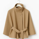 Ivanna Manteau Laine Femme – Col Haut Élégant avec Ceinture Amovible & Coupe Décontractée