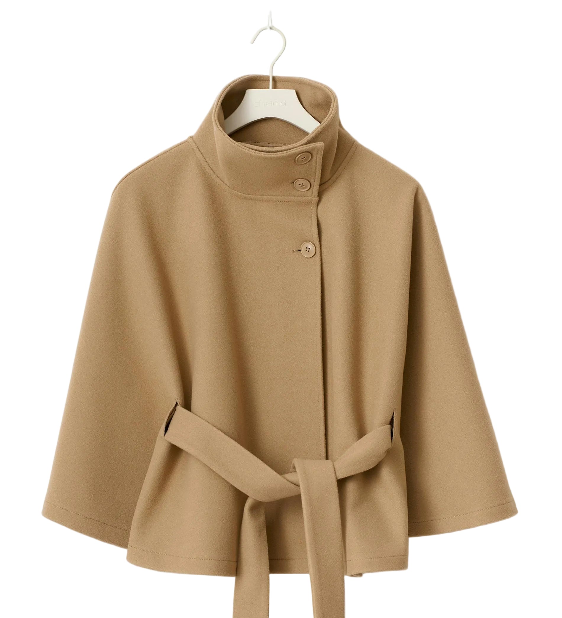 Ivanna Manteau Laine Femme – Col Haut Élégant avec Ceinture Amovible & Coupe Décontractée
