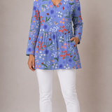 PURPLE LONG BLOUSE WITH V-NECK