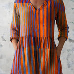 ORANGE LONG BLOUSE WITH V-NECK