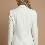 Tailleur donna strutturato – blazer incrociato, pantaloni svasati