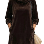 Moréna – Velvet drape comfort – Cowl neck mini dress