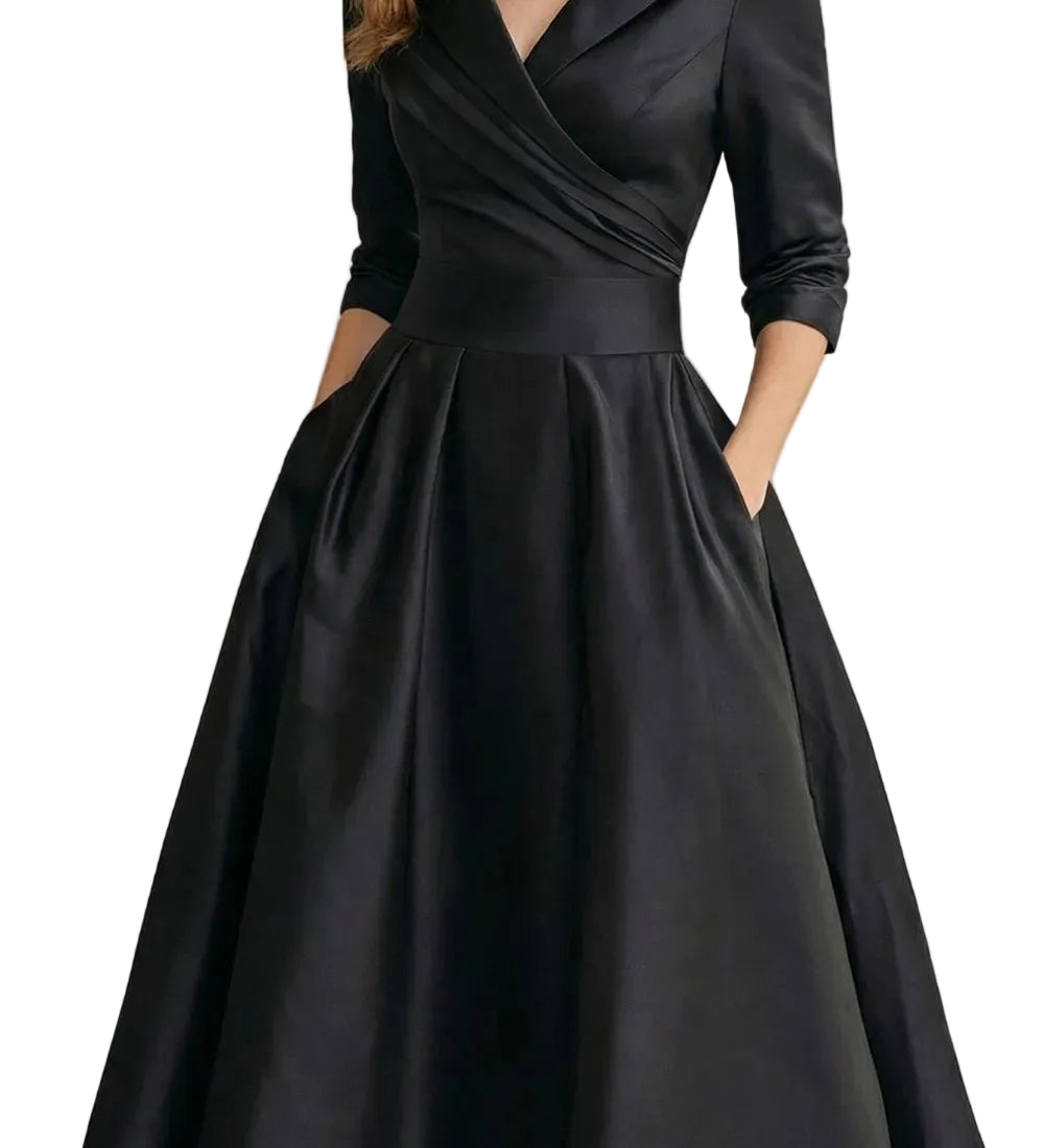 Élodianne – Draped collar elegance – Midi dress