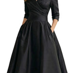 Élodianne – Draped collar elegance – Midi dress