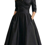 Élodianne – Draped collar elegance – Midi dress