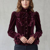 Vignoletta – Ruffled velvet lace – Victorian blouse