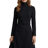 Nivara – Asymmetric belted waist – A-line midi dress