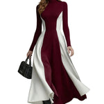 Mariveille – Sculpted contrast flow – Turtleneck dress