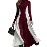 Mariveille – Sculpted contrast flow – Turtleneck dress