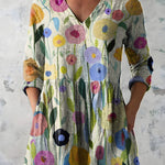 MULTICOLOUR LONG BLOUSE WITH V-NECK 10