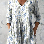 WHITE LONG BLOUSE WITH V-NECK