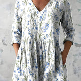 WHITE LONG BLOUSE WITH V-NECK