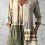 MULTICOLOUR LONG BLOUSE WITH V-NECK 6
