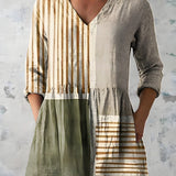 MULTICOLOUR LONG BLOUSE WITH V-NECK 6