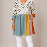 MULTICOLOUR LONG BLOUSE WITH V-NECK 13
