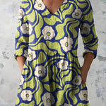 GREEN LONG BLOUSE WITH V-NECK 3