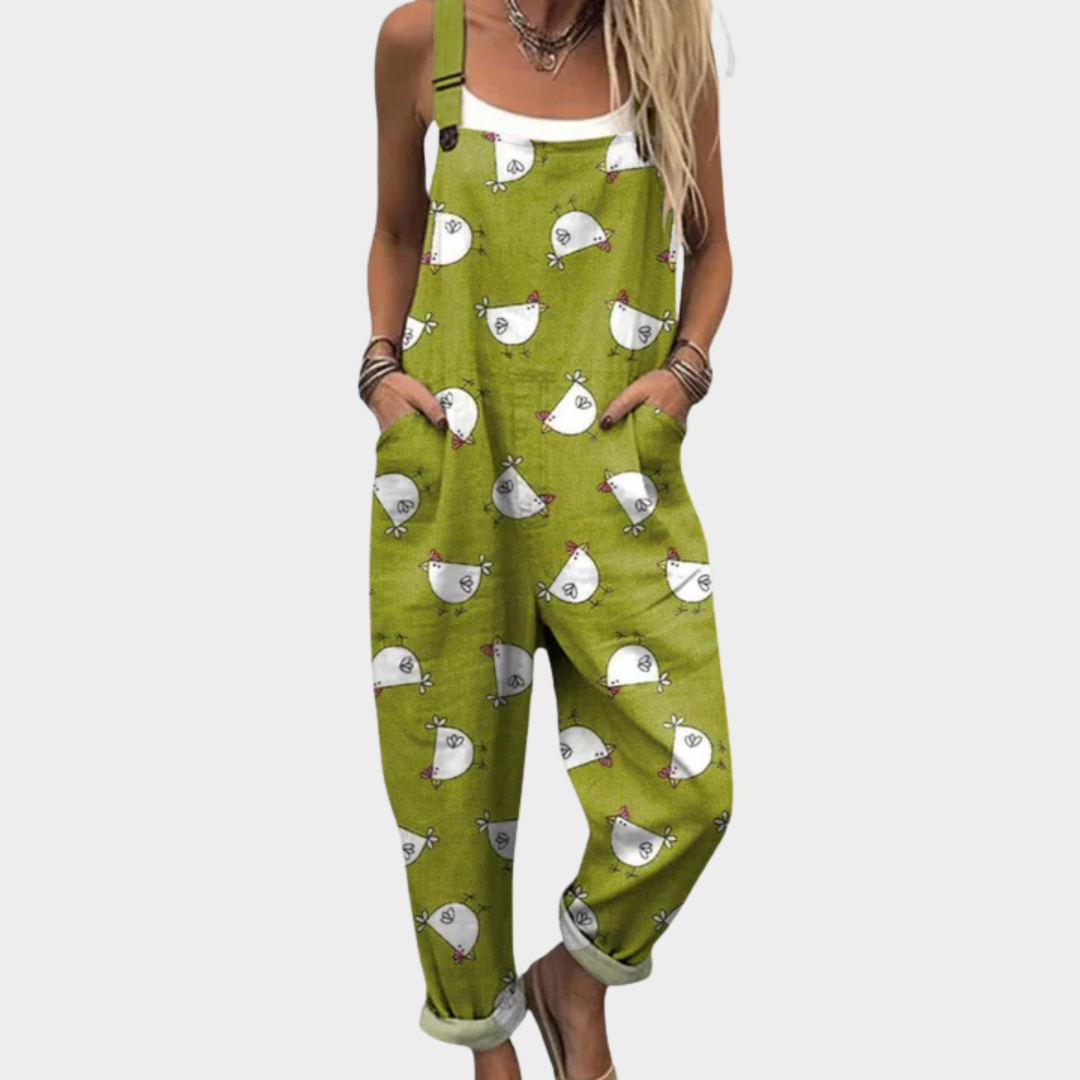 GREEN PRINTED COMFORT JUMPSUIT