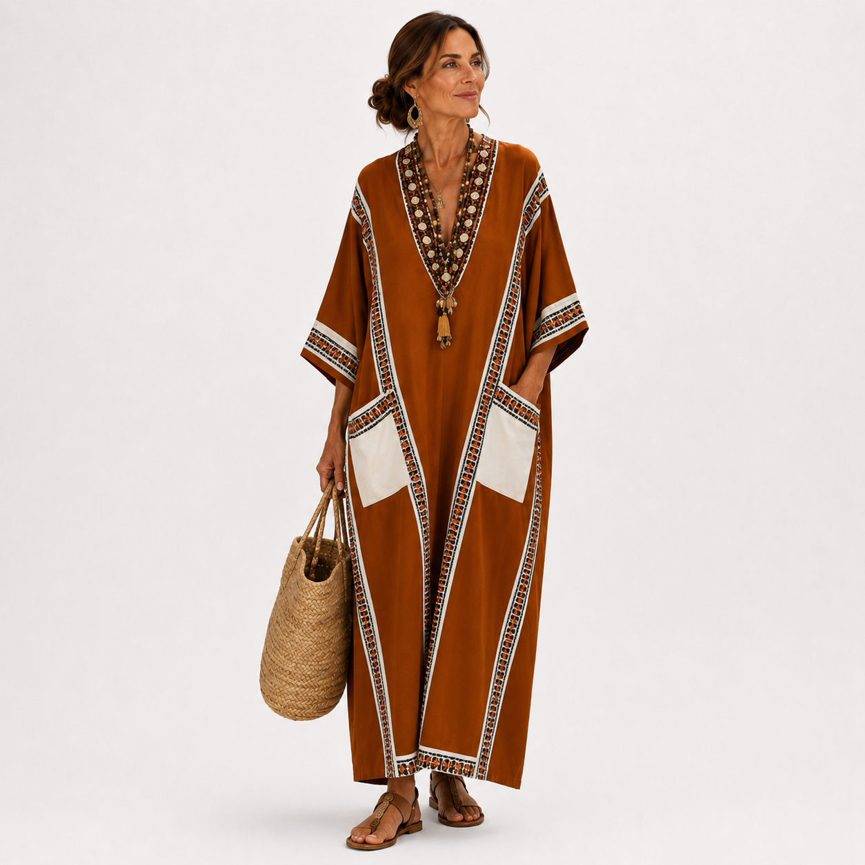 TERRACOTTA ETHNIC CAFTAN