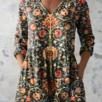 MULTICOLOUR LONG BLOUSE WITH V-NECK 5