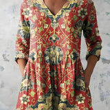 MULTICOLOUR LONG BLOUSE WITH V-NECK 9
