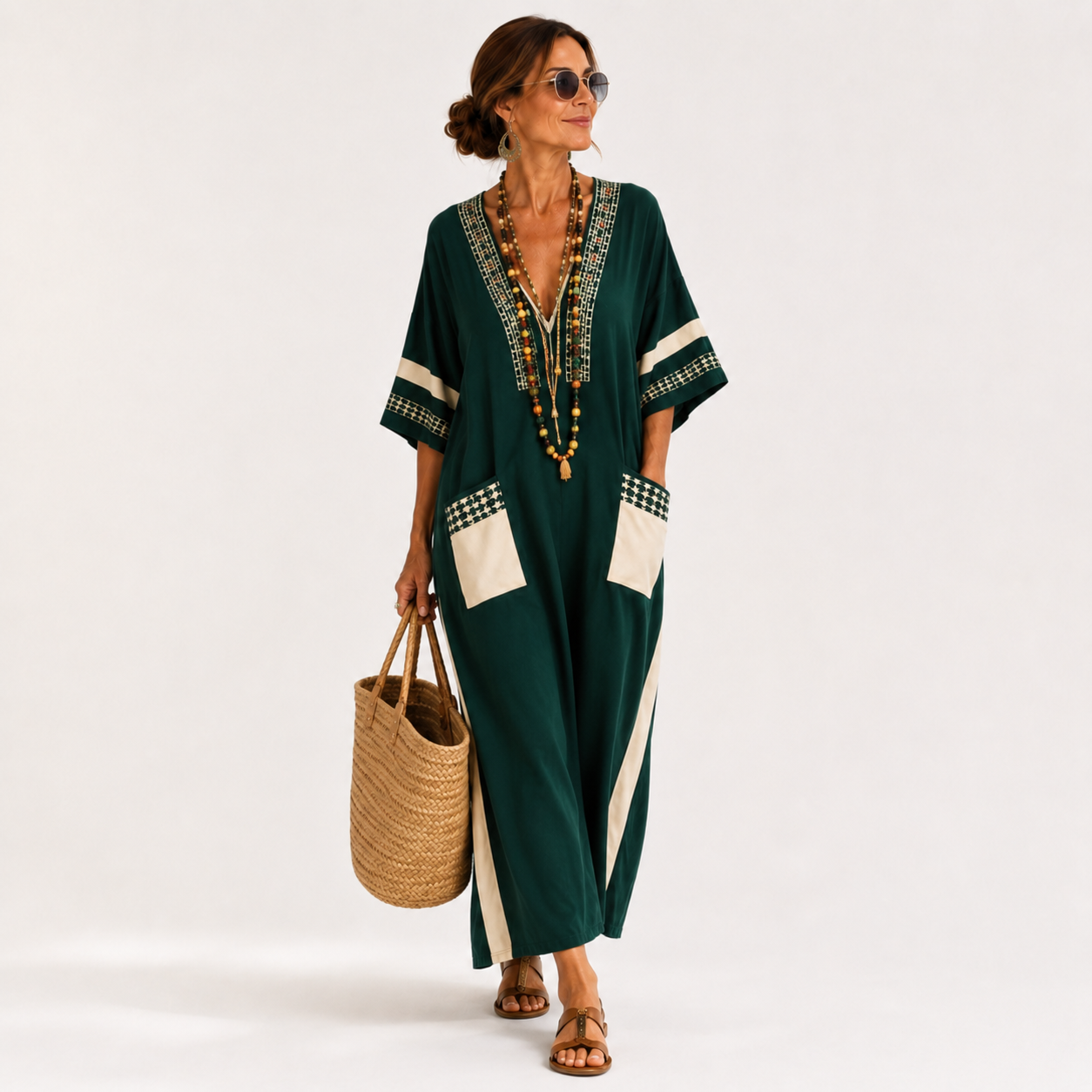 GREEN ETHNIC CAFTAN 1