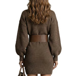 Aderisse – Structured knit fit – Belted mini dress (Belt included)
