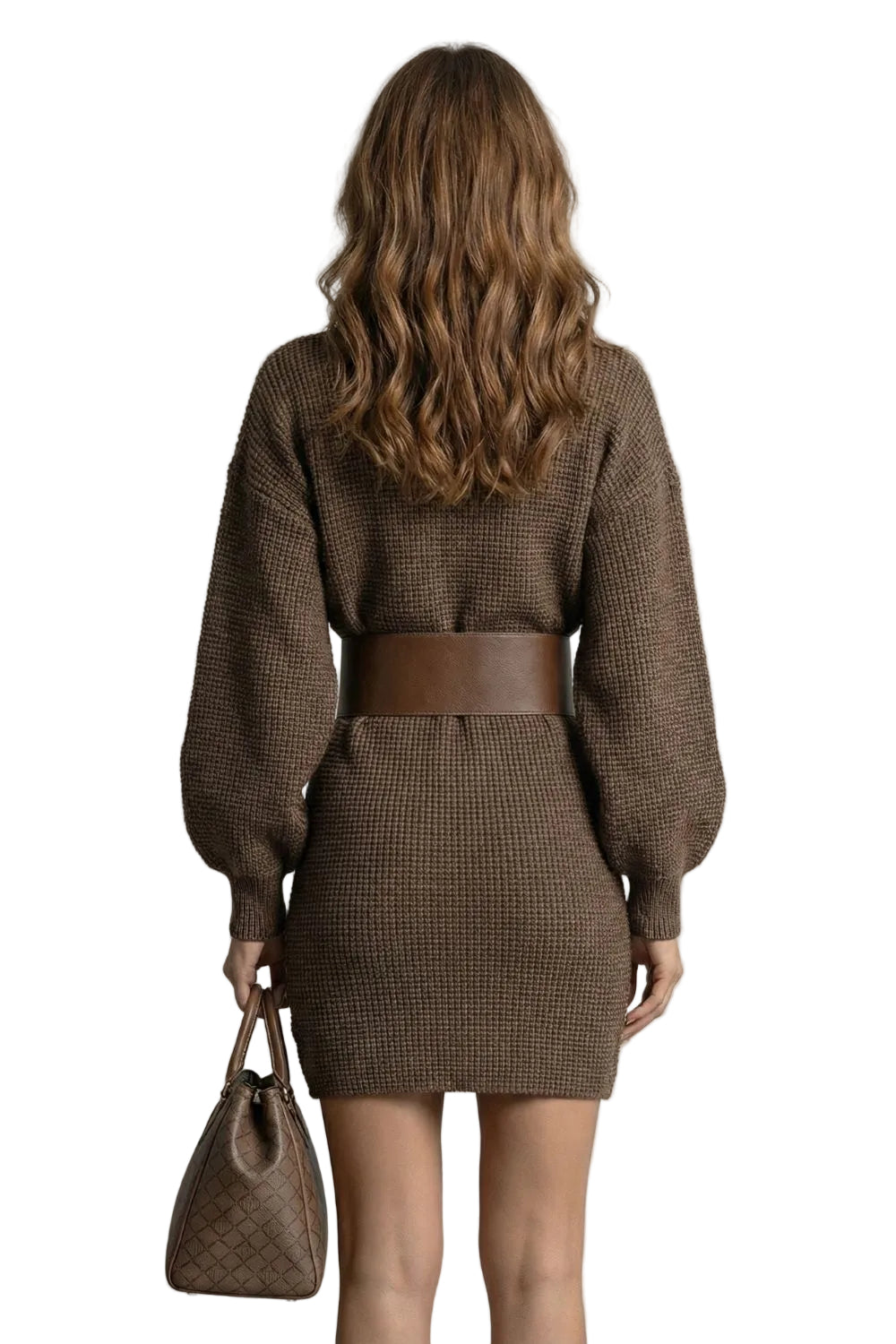 Aderisse – Structured knit fit – Belted mini dress (Belt included)