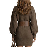 Aderisse – Structured knit fit – Belted mini dress (Belt included)