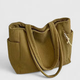 RIBBED TOTE BAG WITH DRAWSTRING DETAIL