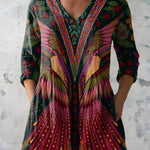 MULTICOLOUR LONG BLOUSE WITH V-NECK 8