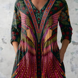 MULTICOLOUR LONG BLOUSE WITH V-NECK 8