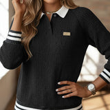CONTRAST COLLAR SWEATER
