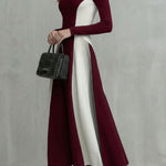 Mariveille – Sculpted contrast flow – Turtleneck dress