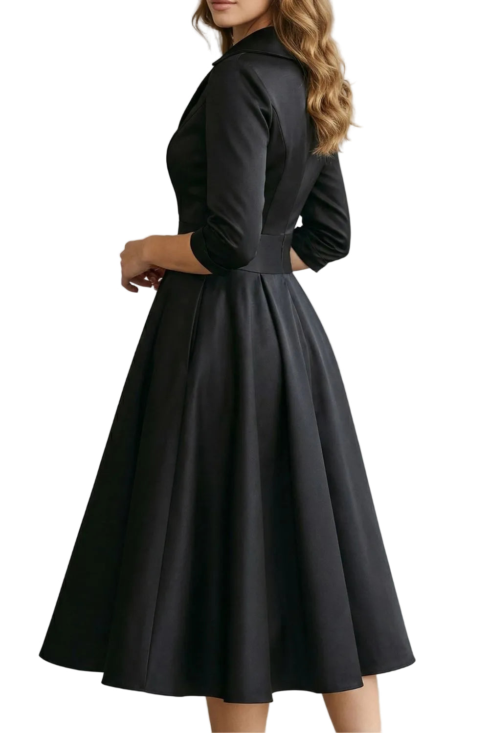 Élodianne – Draped collar elegance – Midi dress