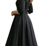 Élodianne – Draped collar elegance – Midi dress