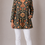 MULTICOLOUR LONG BLOUSE WITH V-NECK 5