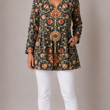 MULTICOLOUR LONG BLOUSE WITH V-NECK 5