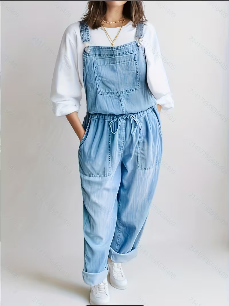 RELAXED BUTTON FRONT DENIM OVERALLS 3