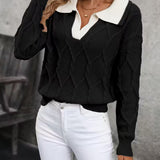 CABLE KNIT SWEATER WITH COLLAR