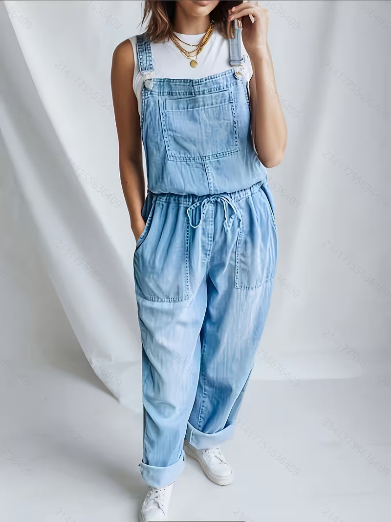RELAXED BUTTON FRONT DENIM OVERALLS 3