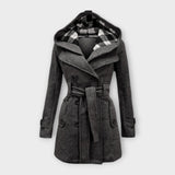 Evelyn | Elegant Coat with Hood and Belt