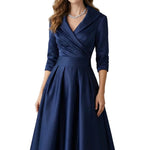 Élodianne – Draped collar elegance – Midi dress