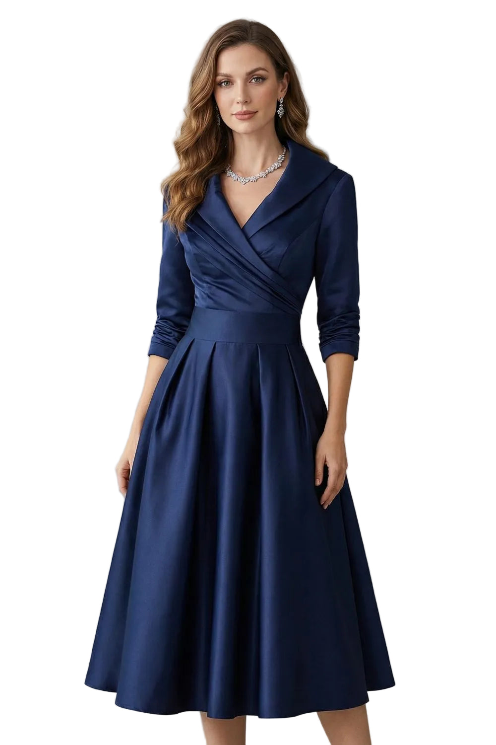 Élodianne – Draped collar elegance – Midi dress