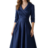 Élodianne – Draped collar elegance – Midi dress