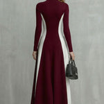 Mariveille – Sculpted contrast flow – Turtleneck dress