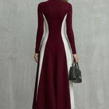 Mariveille – Sculpted contrast flow – Turtleneck dress